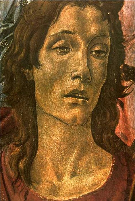 BOTTICELLI, Sandro San Barnaba Altarpiece (detail: head of St John) gdfg Norge oil painting art